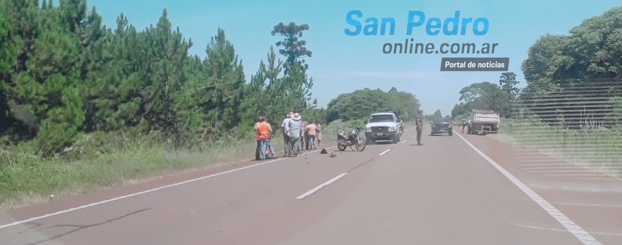 SAN PEDRO: ACCIDENTE ENTRE AUTO Y MOTO SOBRE RUTA 14