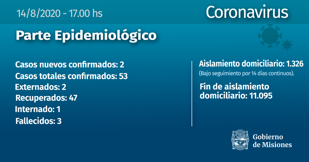 DOS NUEVOS CASOS DE CORONAVIRUS EN MISIONES