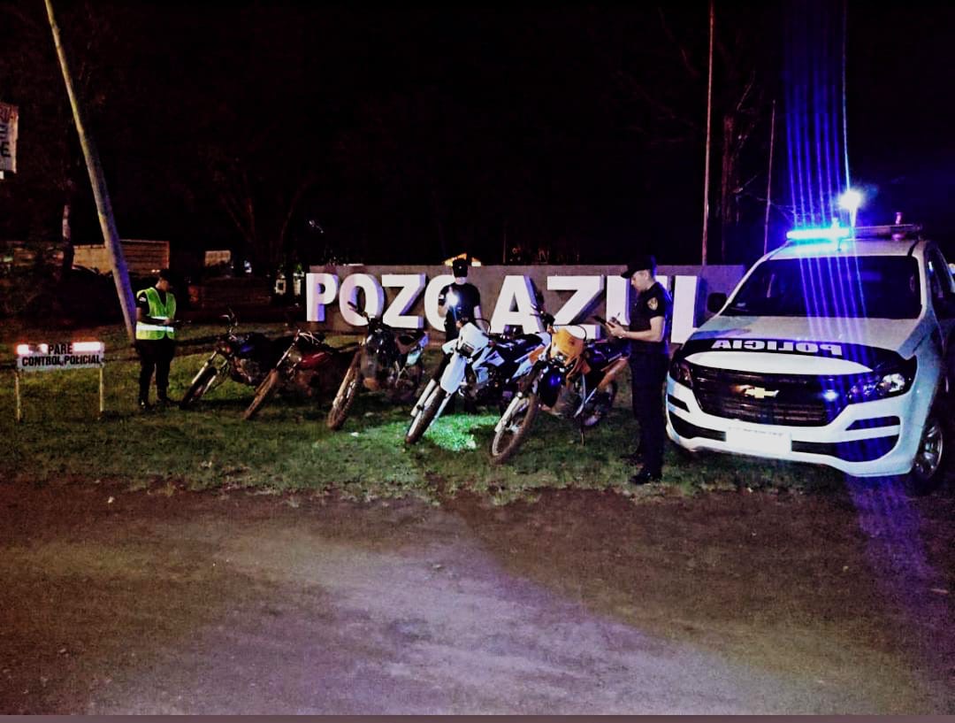 OPERATIVO VIAL EN POZO AZUL: RETENCIÓN DE MOTOCICLETAS POR INFRACCIONES A LA LEY NACIONAL DE TRÁNSITO