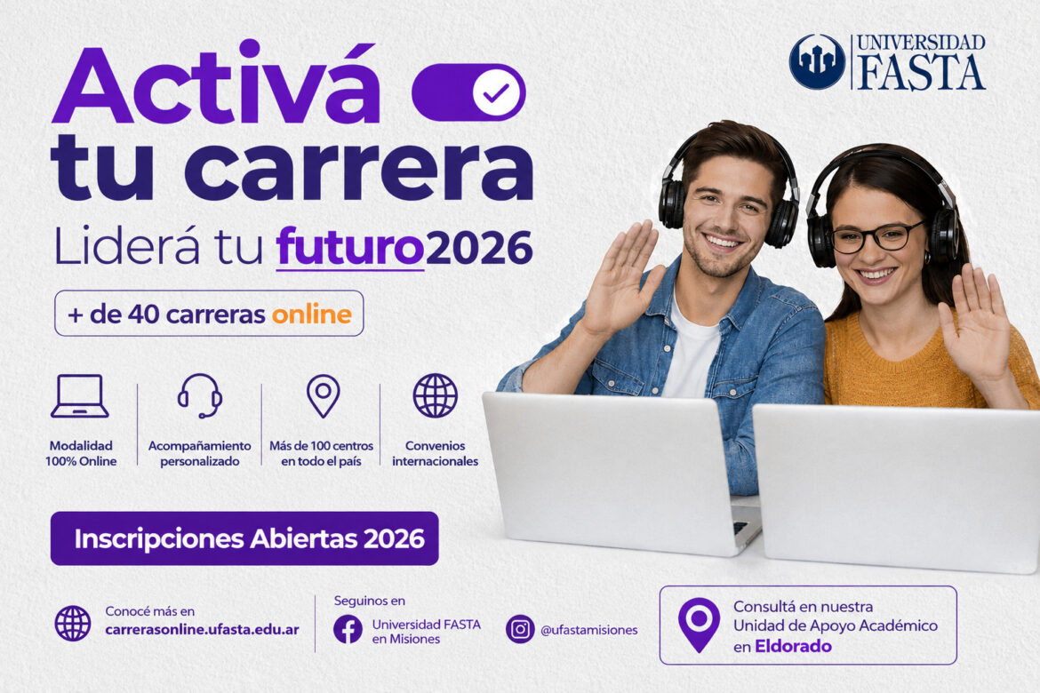Universidad FASTA lanza las inscripciones para el ingreso de septiembre 2026 con una amplia propuesta de carreras online